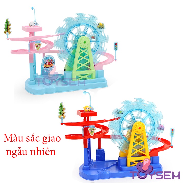 Xe leo vòng đu trượt máng siêu tốc Toysem có đèn led và nhạc cho bé từ 3 tuổi - Đồ chơi trẻ em, quà tặng sinh nhật