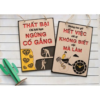Tranh động lực MỘC DECOR bảng gỗ treo tường trang trí phòng làm việc khẩu hiệu cổ vũ tinh thần