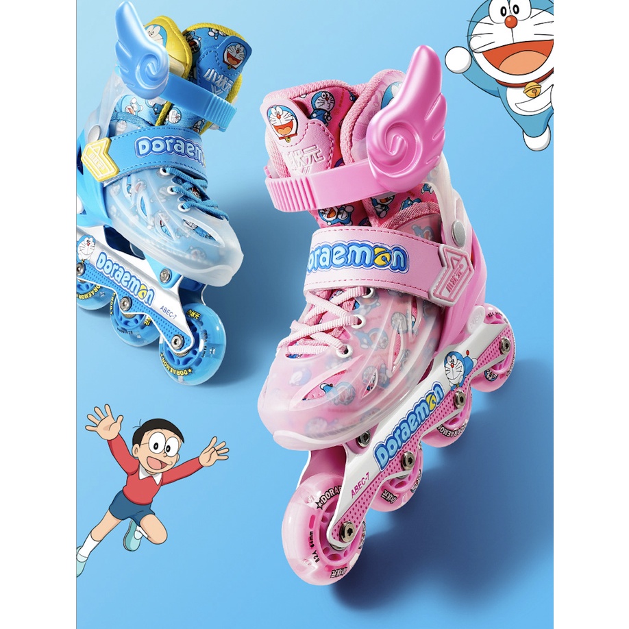 Giày Trượt Patin Trẻ Em Doraemon Chính Hãng Tặng Bảo Hộ 150K Bánh Phát Sáng