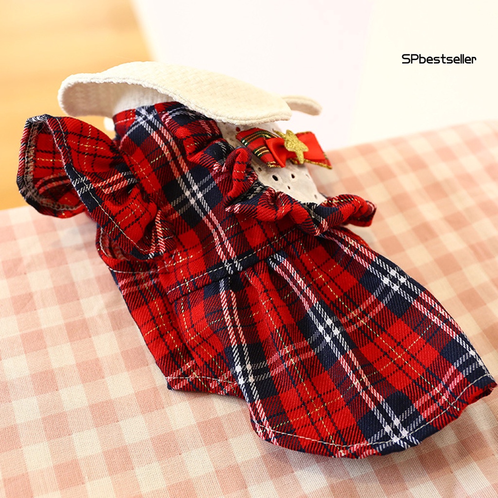 Đầm công chúa họa tiết kẻ sọc không dính thời trang mùa đông cho cún cưng