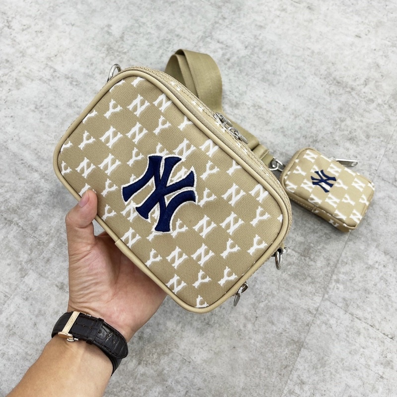 Túi Đeo Chéo Beige MLB Full Mạc Tag Size 18 Siêu Phẩm
