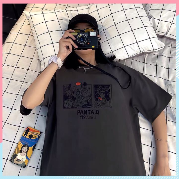 Áo thun unisex tay lỡ form rộng, áo phông nam nữ form rộng chất mát mịn thấm hút mồ hôi in hình PANTA