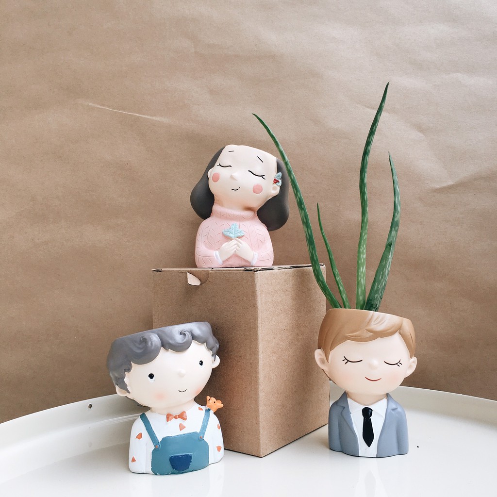 Chậu Cây Đất Sét Nhật hình ChiBi