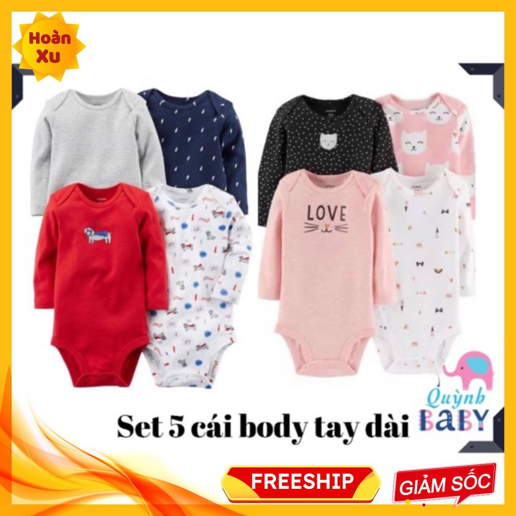 SET 5 BODYSUIT TAY DÀI CHO BÉ TRAI VÀ BÉ GÁI THƯƠNG HIỆU CATER'S XUẤT XỊN