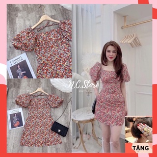Đầm Hoa Nhí Tay Bồng 2 Lớp Hàng Quảng Châu Cực Đẹp