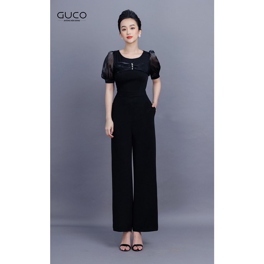 Jumpsuit ống suông 3252 màu đen Guco