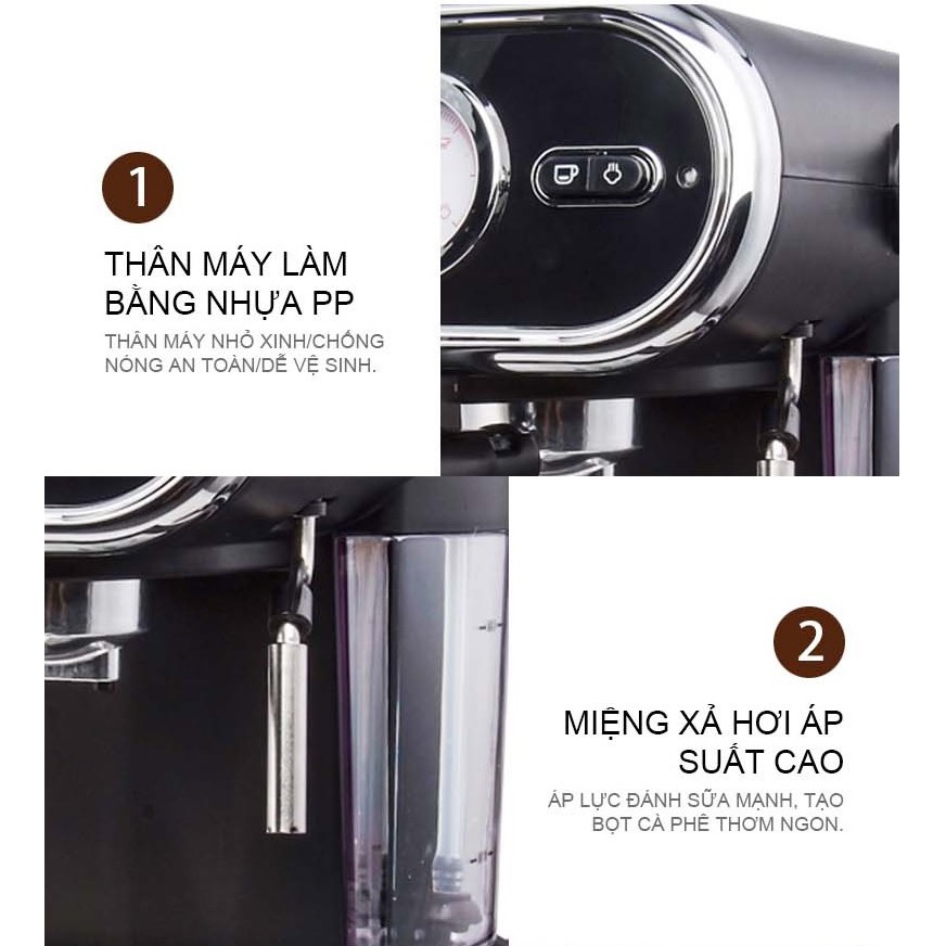 Máy Pha Cafe Espresso Tiross TS6211, Hàng Chính Hãng, Bảo Hành 12 Tháng