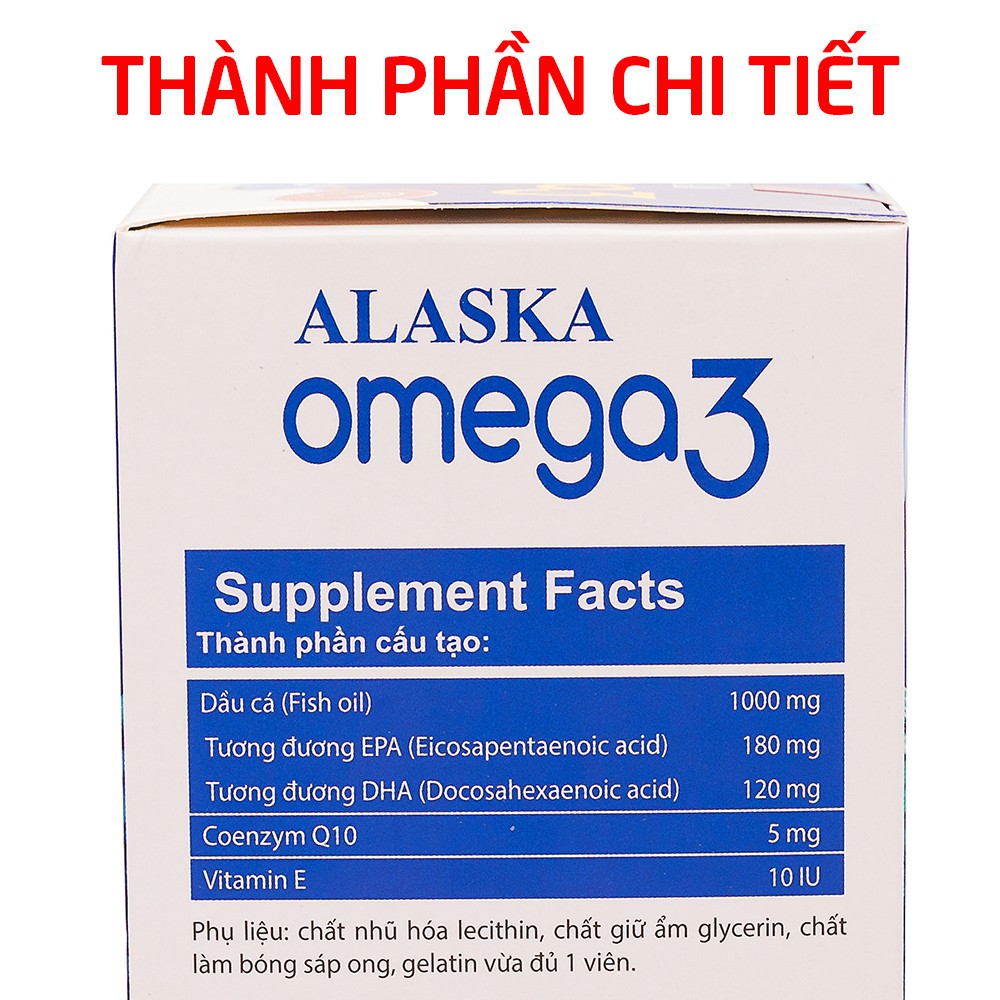 Viên dầu cá Alaska Omega 3 bổ não, sáng mắt, khỏe tim mạch - Hộp Xanh 100 viên | BigBuy360 - bigbuy360.vn