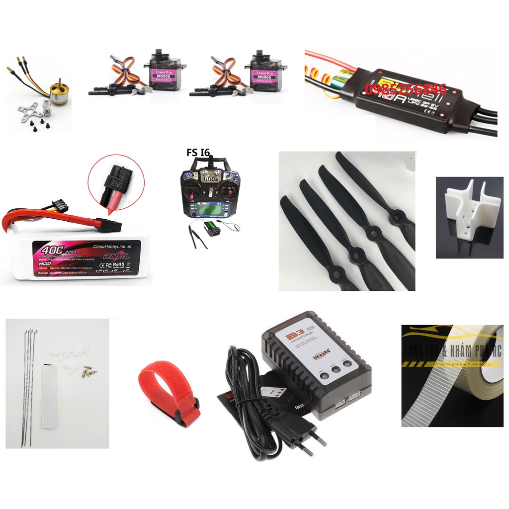 Combo full đồ điện cho máy bay cánh bằng Su27/F22 hàng cao cấp cho người mới tập chơi