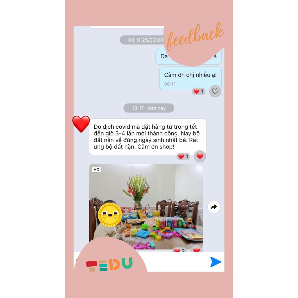 Bộ khuôn Khu vườn của bé chơi kèm bột nặn đất nặn an toàn TEDU