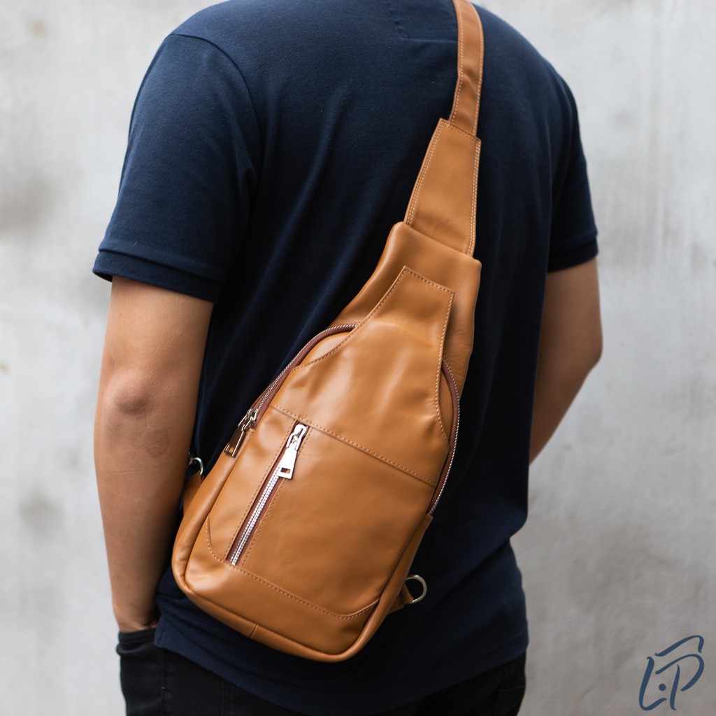 Túi đeo chéo bao tử da bò thật nhập khẩu cao cấp La Pelle Bumbag | BigBuy360 - bigbuy360.vn