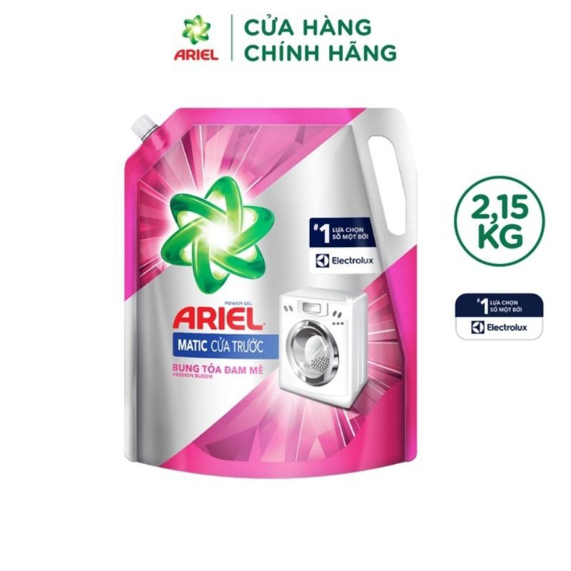 Nước giặt Ariel hương đam mê cho máy giặt cửa trước túi 2.15kg