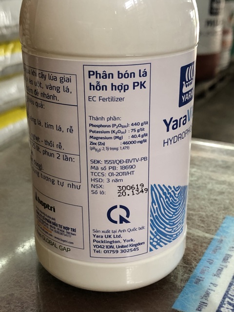 Phân bón lá Yara Vita Hydrophos Zn chai 500ml