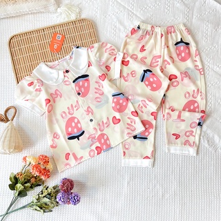 Bộ lụa cho bé gái pijama cộc dài mango tay bồng tiểu thư 13-35kg - ảnh sản phẩm 2