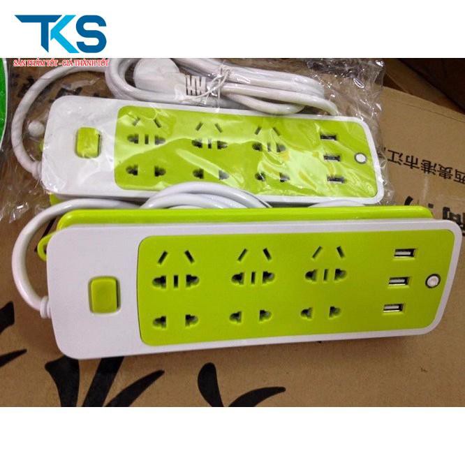 Ổ điện 16 lỗ chống giật cao cấp Xanh có cổng USB tiện dụng