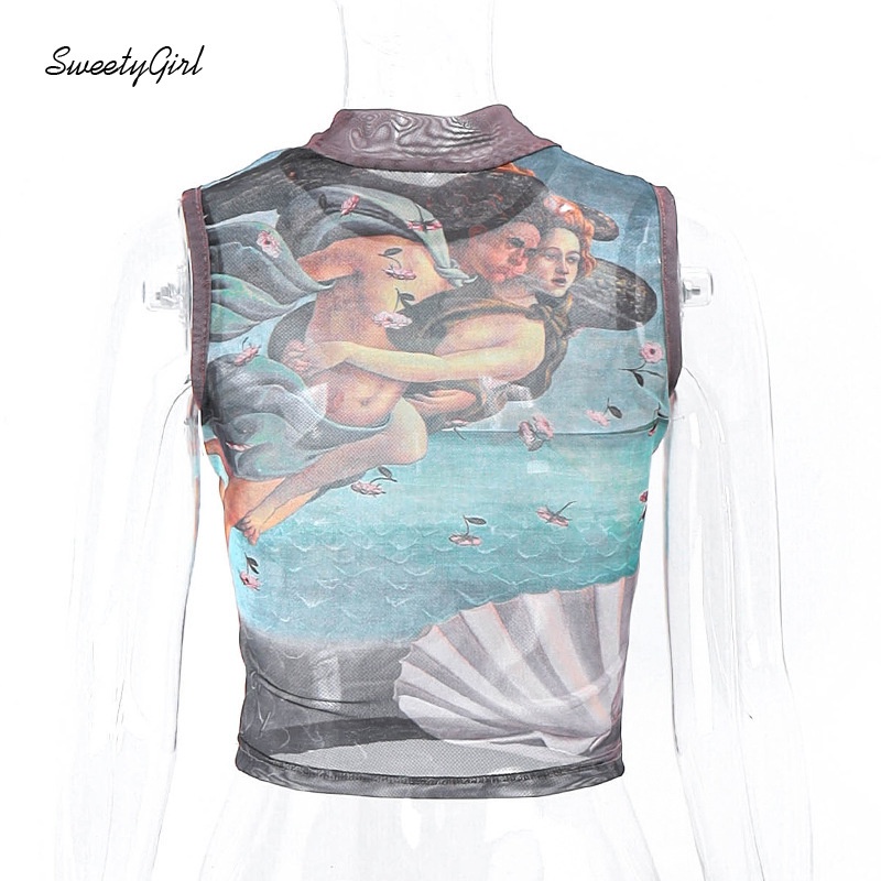 Áo Tank Top Cổ Tròn In Họa Tiết Hoạt Hình Thời Trang 2022 Cho Nữ