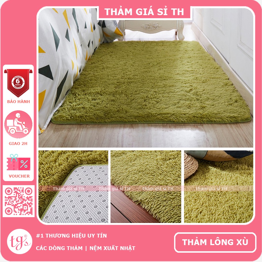 Thảm Lông Trải Sàn Phòng Ngủ Lông Xù Cỏ Xanh 100x160