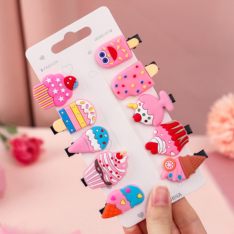 Set kẹp tóc 10 chi tiết cho bé gái thời trang nhiều họa tiết đáng yêu ( Kẹp tóc 10 chi tiết )