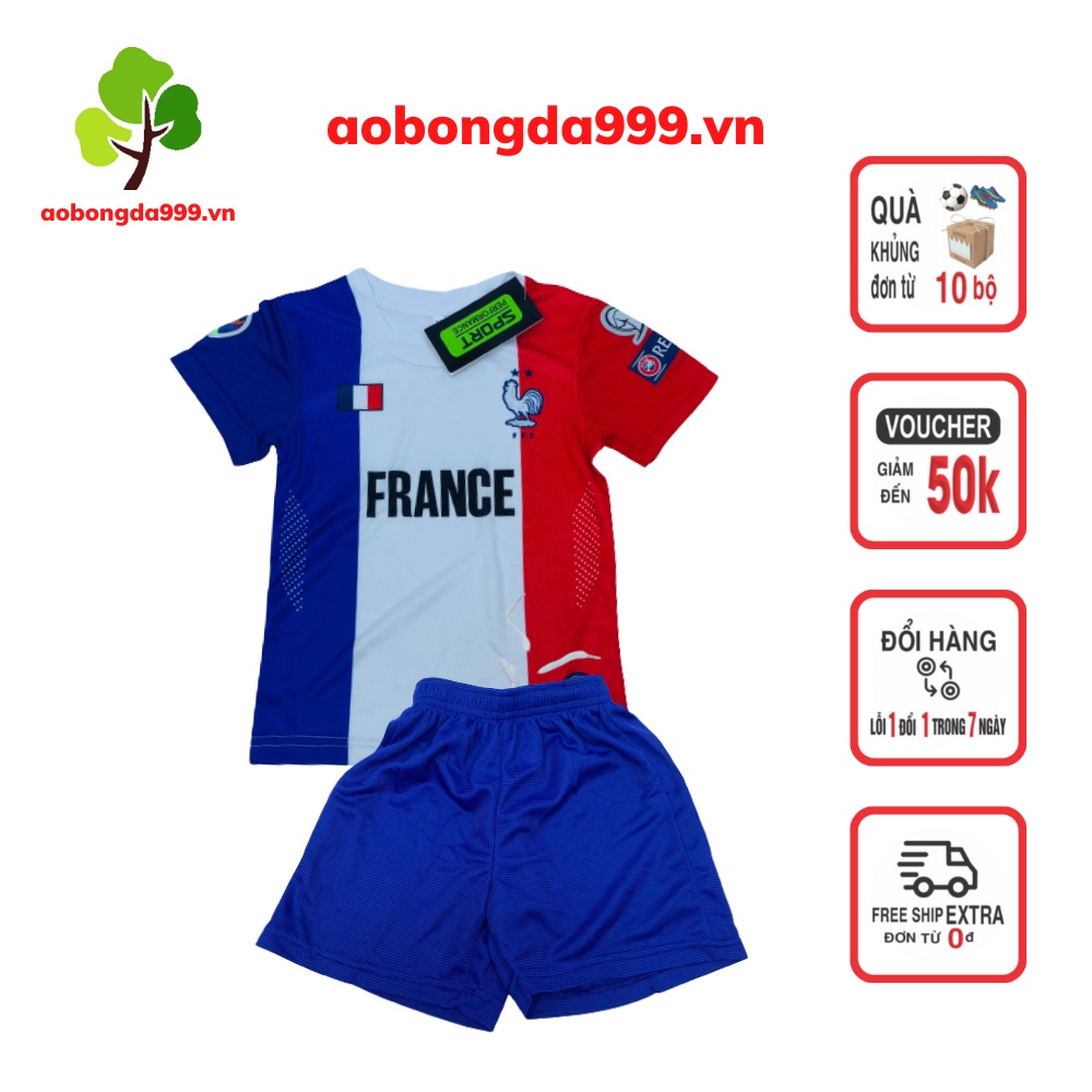 Áo đá bóng đá trẻ em banh set quần áo thể thao đội tuyển Pháp con nít 13 -245 kg