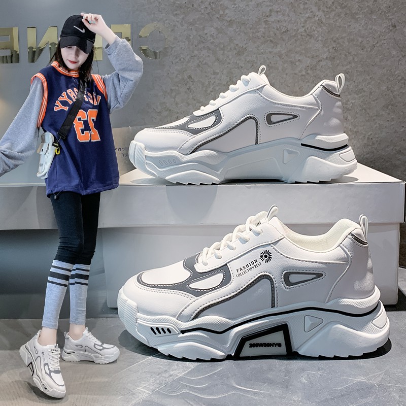 Giày Sneaker YOZOH Màu Trắng Họa Tiết Hoa Cúc Nhỏ Thời Trang Size 35-40