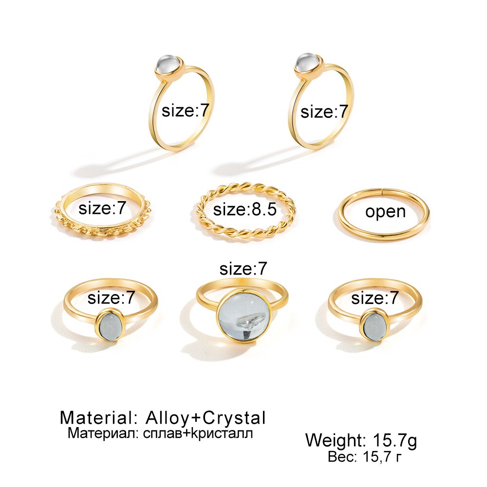 Nhẫn ngón tay bằng kim loại đính đá nhiều màu sắc thời trang Hàn Quốc dành cho nữ