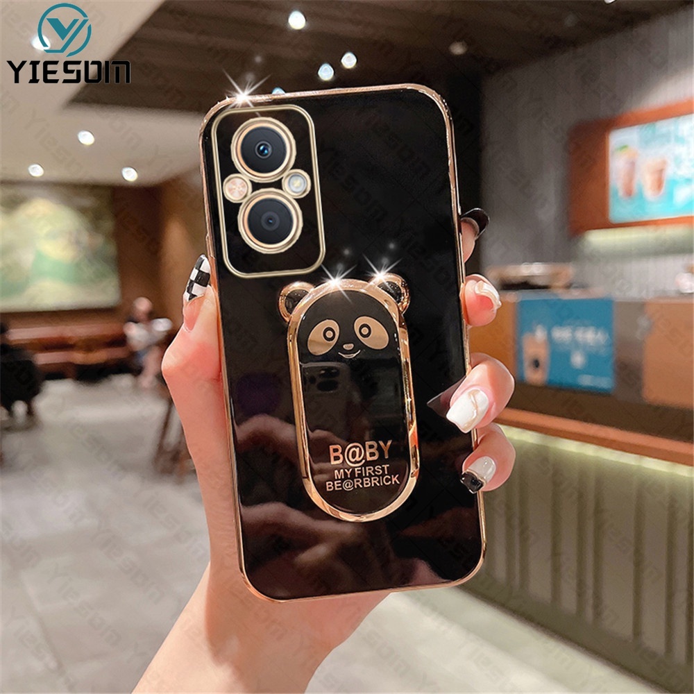 Ốp Điện Thoại Silicon Dẻo Họa Tiết Hoạt Hình Chú Gấu Kèm Giá Đỡ Cho OPPO Reno 7 4G 7Z 6 5G 5 5F 4F