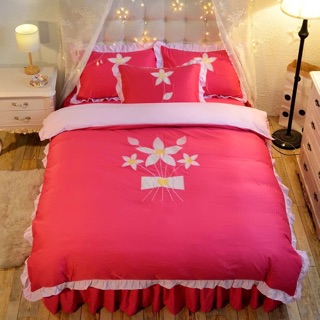 Set ga phủ giường thêu hoa