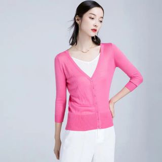 Áo Khoác Cardigan Len Mỏng Cổ Tim