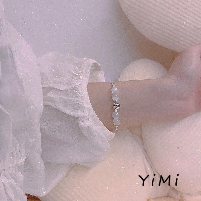 Vòng Tay Pha Lê Mắt Mèo Đá Mặt Trăng Thiết Kế Nhỏ Sang Trọng Làm Quà Tặng Cho Bạn Gái