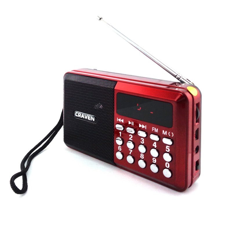 Loa nghe nhạc kèm radio Craven CR-26 (Đỏ) + Tặng 1 thẻ nhớ microSD 8GB