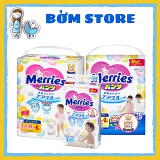 [Cộng Miếng] Tã Bỉm Merries Quần/Dán Nội Địa Nhật Chính Hãng Đủ Size NB96/S88/M68/M64/L58/L50/XL44/XXL28
