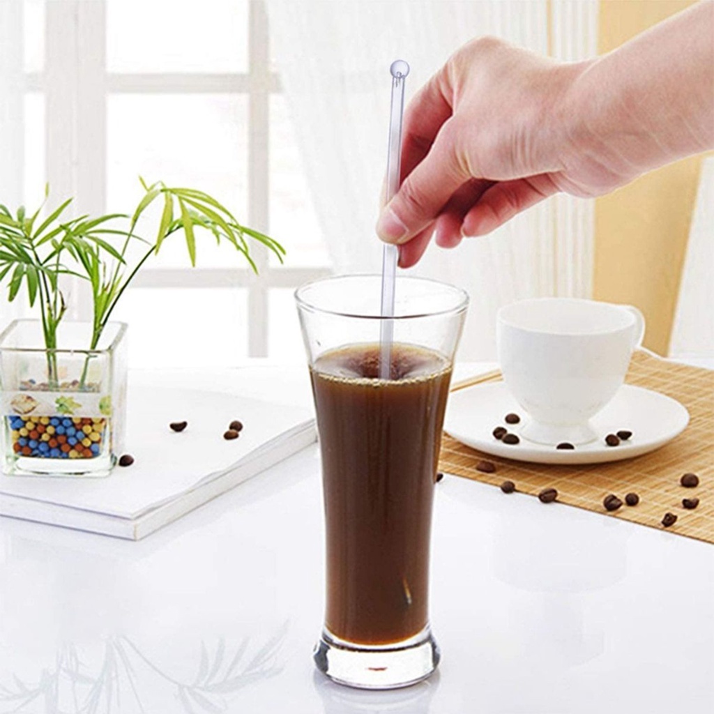 Set 100 Que Khuấy Cà Phê Bằng Nhựa Trong Suốt Dùng Một Lần Tiện Dụng
