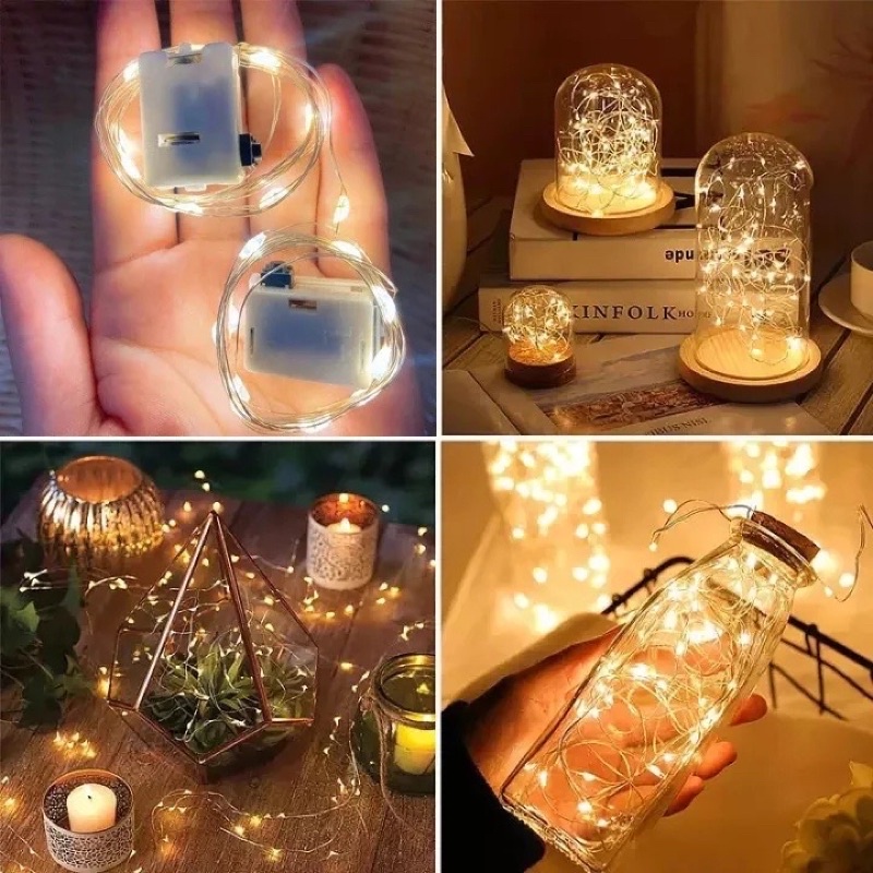 Đèn đom đóm dài 3m chạy Pin trang trí tiệc, trang trí bàn học, phòng ngủ