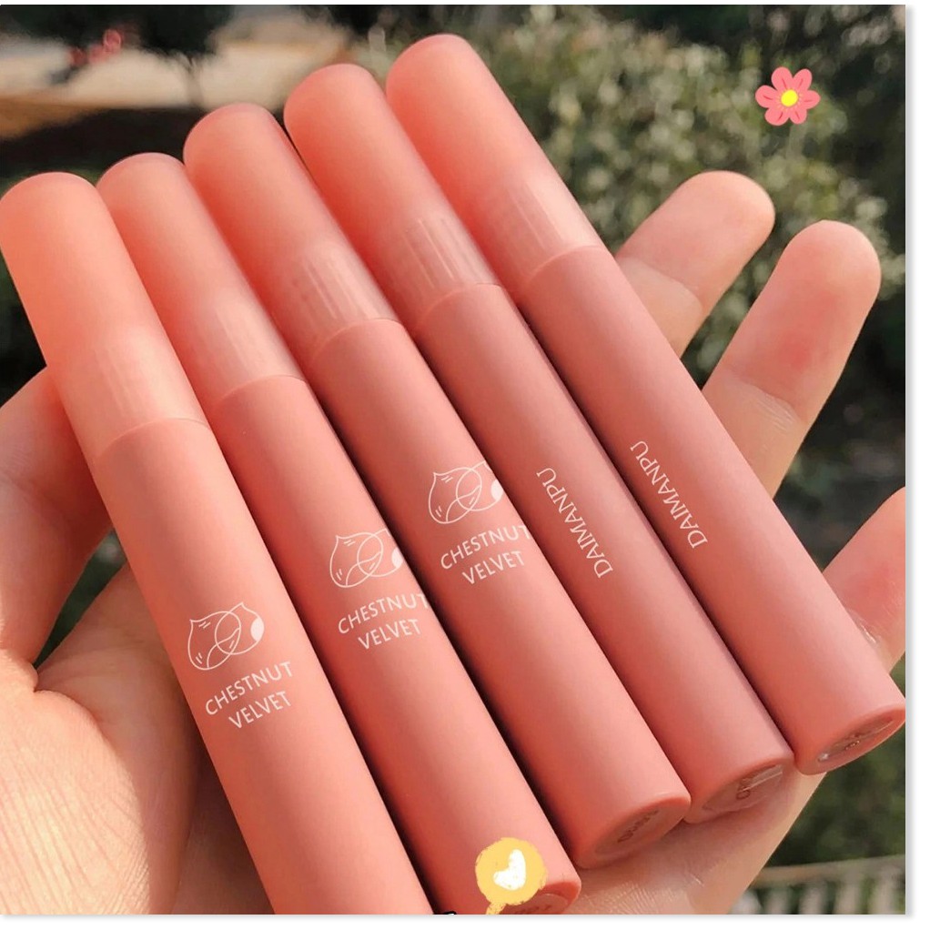 [Mã giảm giá] [Mã 66FMCGSALE hoàn 8% xu đơn 500K] Son kem hạt dẻ vỏ nâu trầm DAIMANPU mịn môi hot trend Matte Velvet Lip