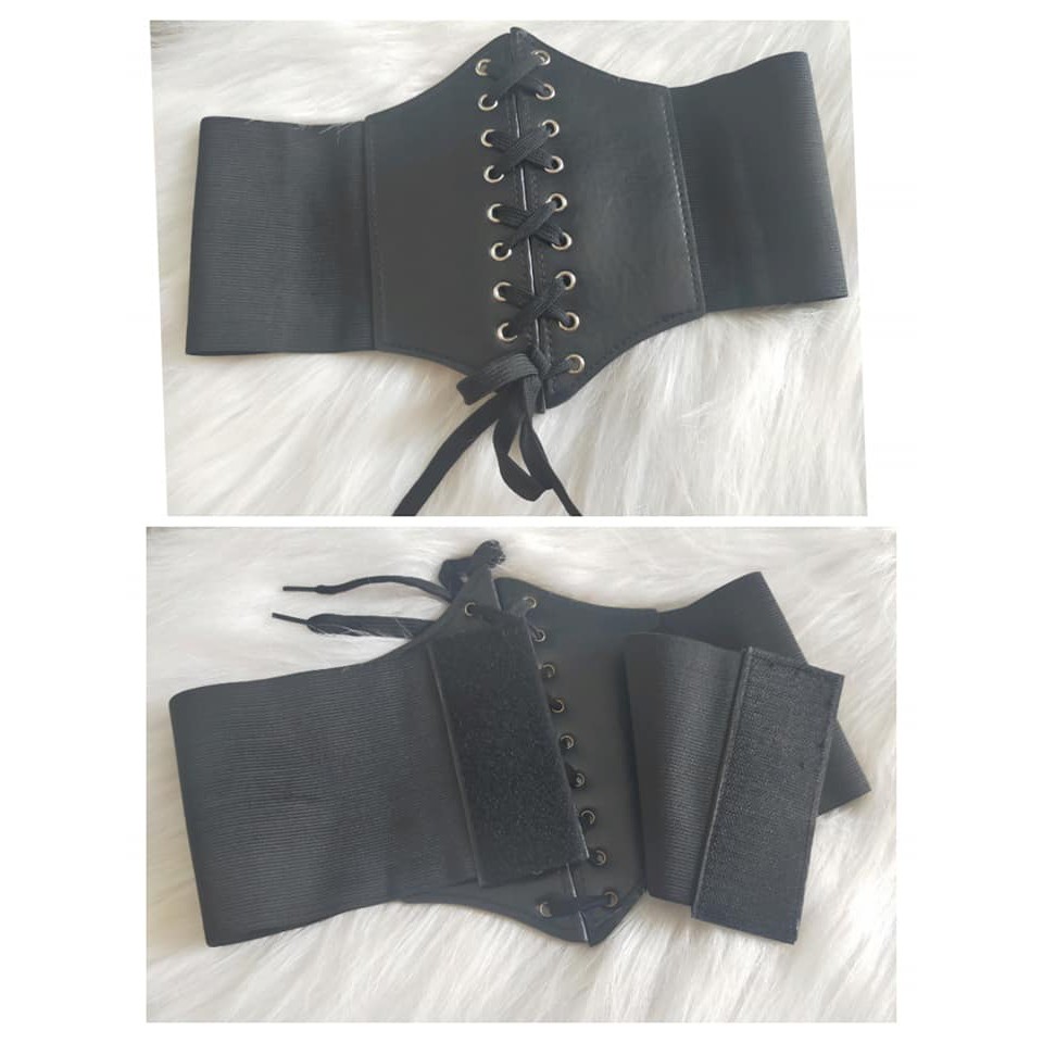 Đai nịt bụng croset da PU đen dáng chuẩn cho nữ | BigBuy360 - bigbuy360.vn