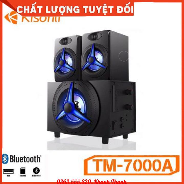 Loa vi tính 2.1 Kisonli TM-7000A LED RGB Chính hãng (Bluetooth, USB, Thẻ nhớ, 220V) - Bảo hành 12 tháng