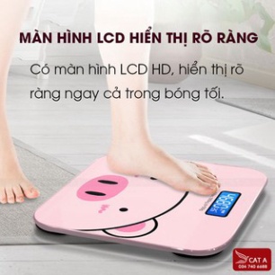 Cân Điện Tử Loại 1 Nhập Khẩu - Cân Sức Khỏe Hình Heo Hồng Chạy Pin Xinh Xắn Trọng Lượng Tối Đa 180Kg