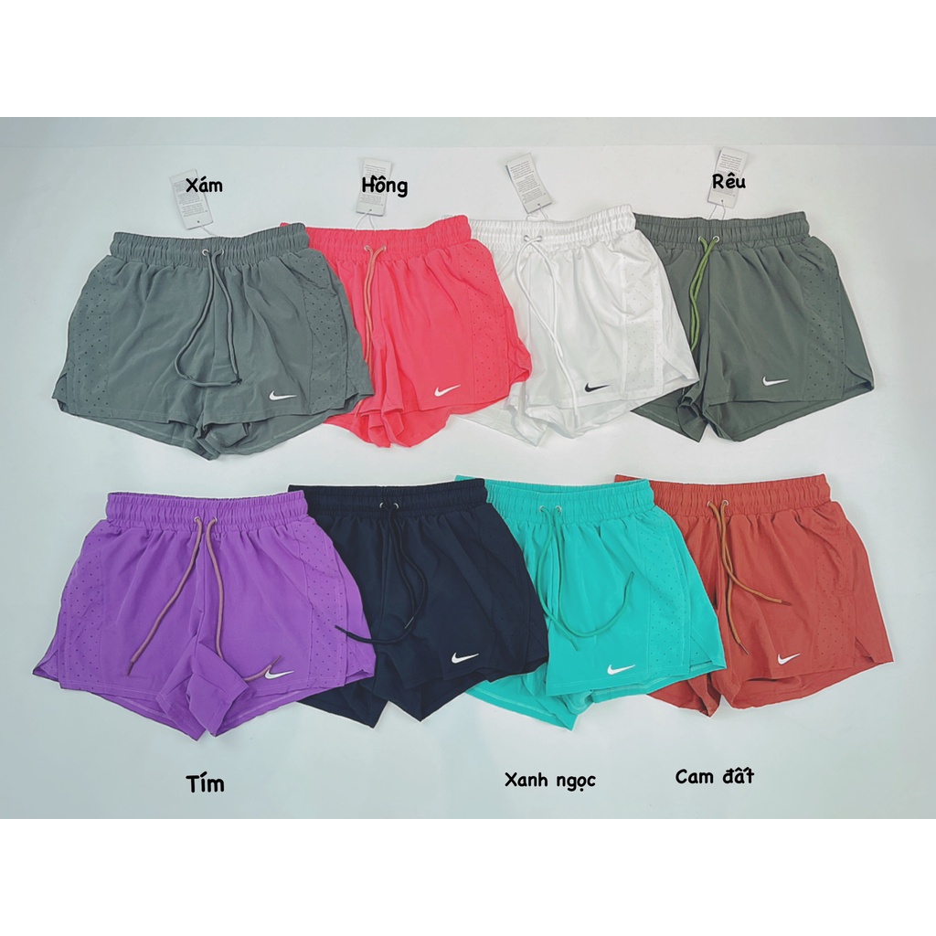 Quần Boxer Nữ 2 Lớp Tập Gym Chất Xi Dù Nai Cắt Laze Chữ Thập