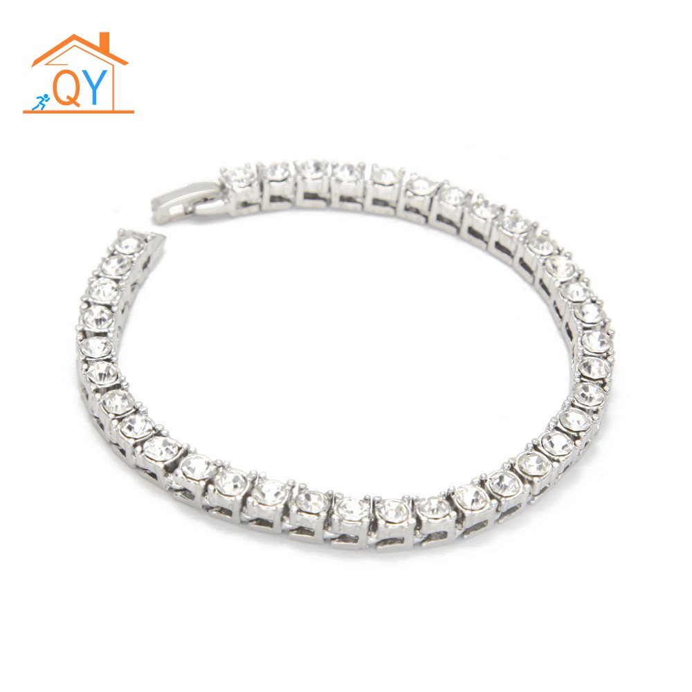 Vòng tay mạ bạc đính đá nhân tạo cho nam 20cm/8inch