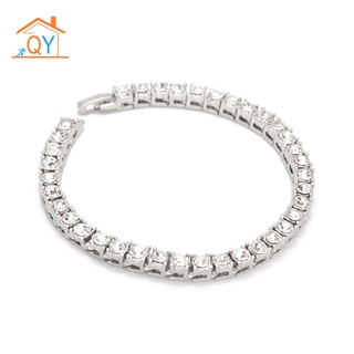 Vòng tay mạ bạc đính đá nhân tạo cho nam 20cm/8inch