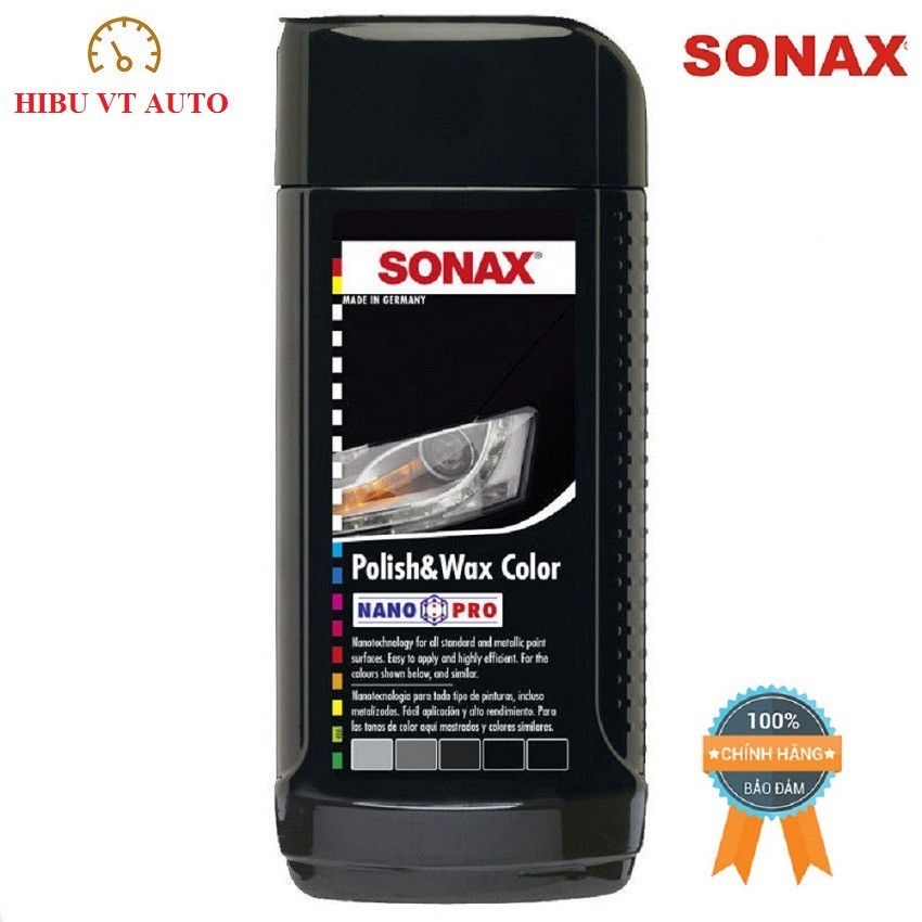 Kem đánh bóng và bảo vệ sơn xe đen Sonax polish & wax color black 250ml 02961410544