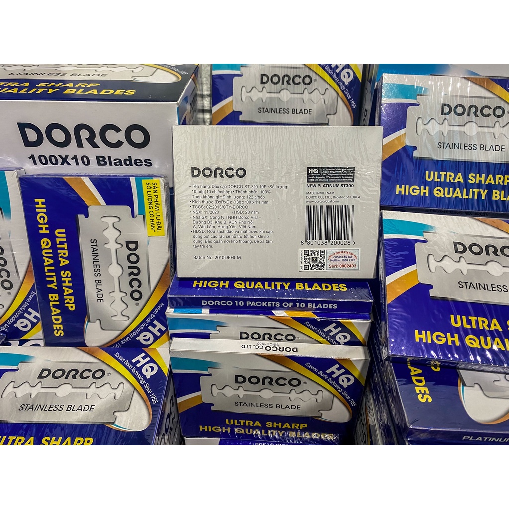 Lưỡi Lam Dorco ST300 Hộp 100 200 Dao Lam Xanh Hàn Quốc