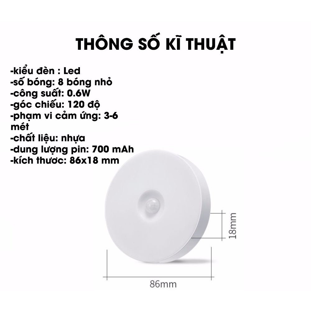 Đèn led cảm ứng tích điện sạc pin tiện lợi - Ánh sáng trắng GD34