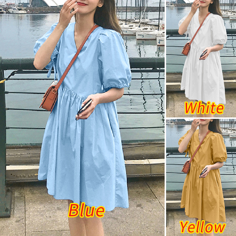 Đầm ZANZEA Ngắn Tay Cổ Chữ V Phối Xếp Ly Thanh Lịch Cho Nữ | BigBuy360 - bigbuy360.vn