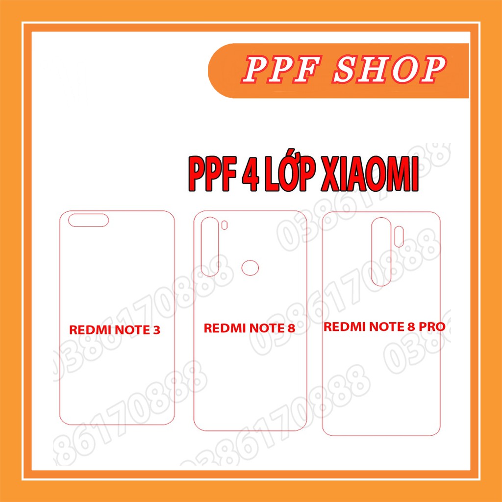 Dán lưng PPF 4 lớp chống va đập cho XIAOMI REDMI NOTE 3 / NOTE 8 / NOTE 8 PRO