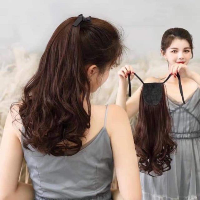 Tóc giả cột đuôi xoăn