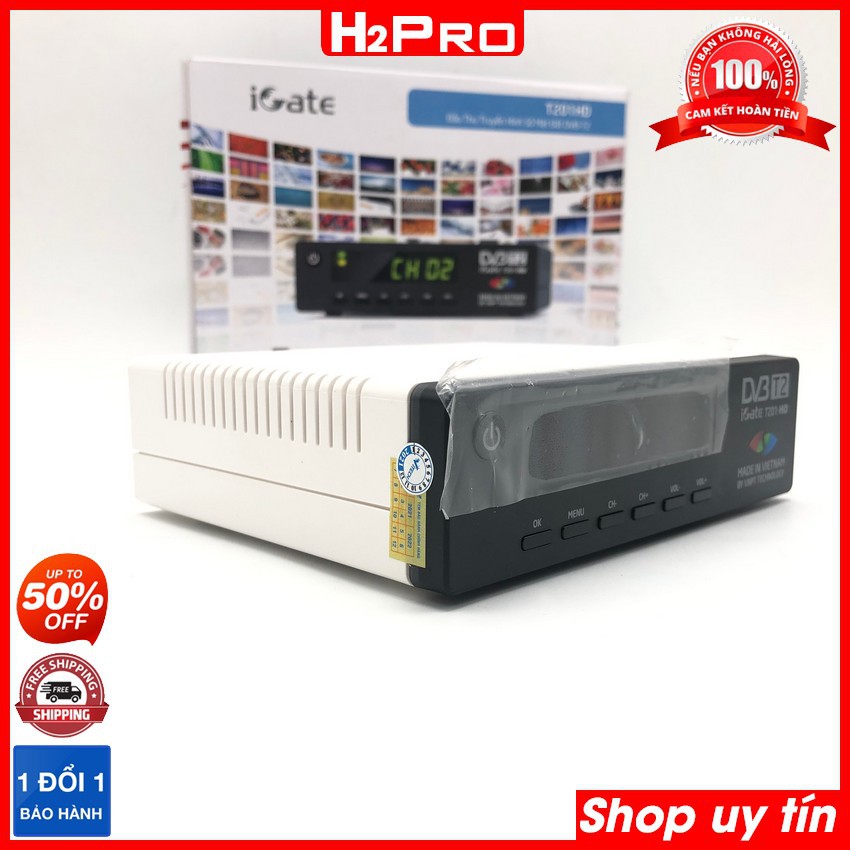 Đầu thu DVB-T2 iGate T201HD VNPT H2Pro chính hãng, đầu thu kỹ thuật số mặt đất giá rẻ (tặng dây HDMI 1M 30k)