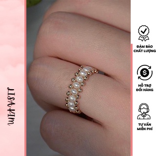 Nhẫn tay đan kiểu 4 li mix bi v.à.n.g