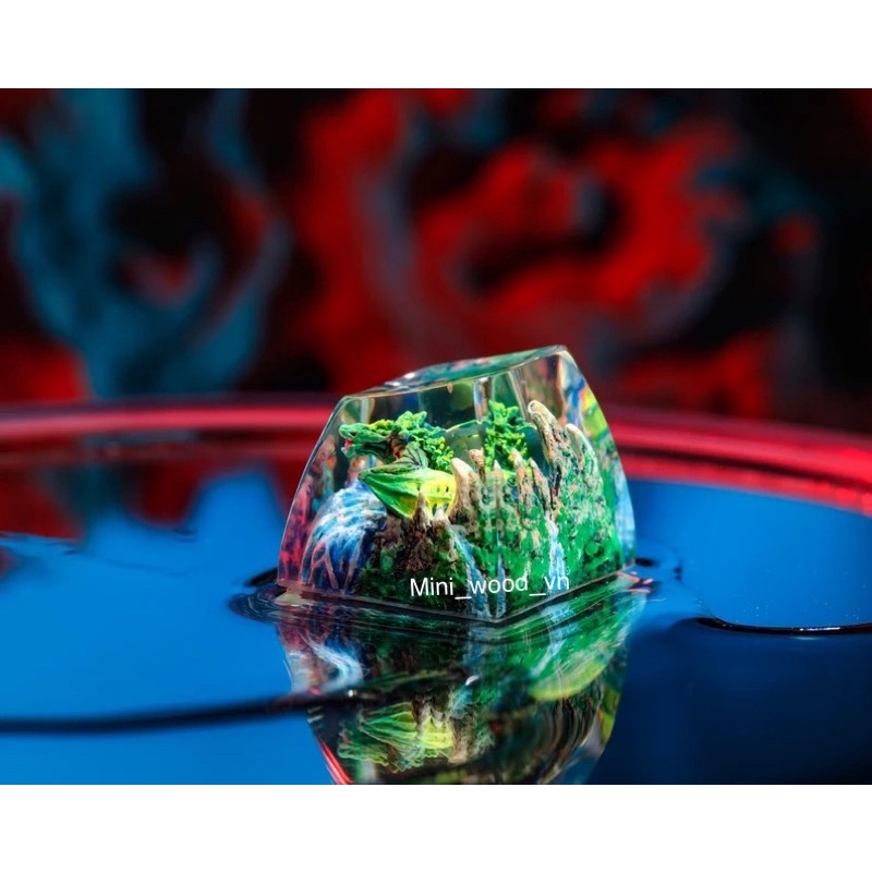 Nút bàn phím cơ Rồng Xanh vàng.Keycap resin Dragon Green Yellow.Keycap Artisan