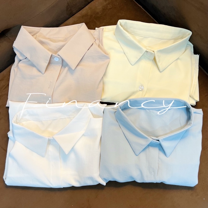 Áo sơ mi nữ tay ngắn cánh dơi màu pastel Hàn quốc chất lụa mềm mại FINANCY AT11